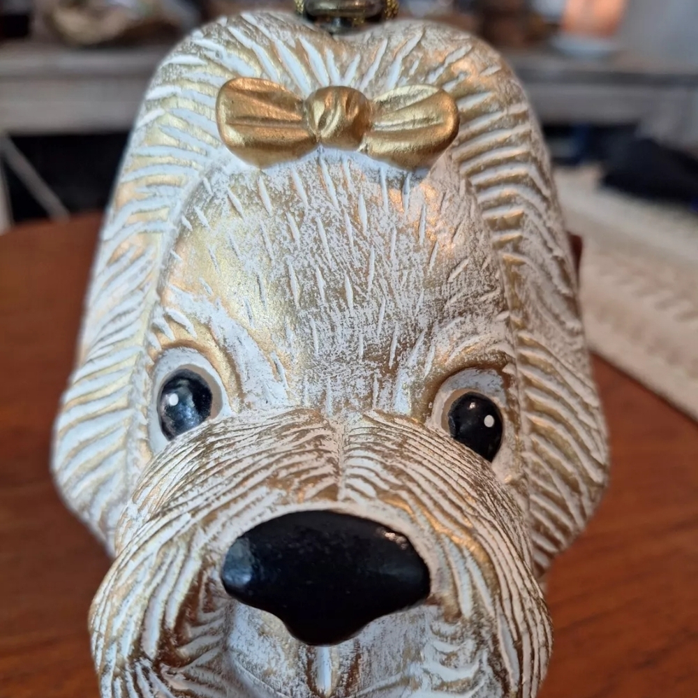 Timmy Woods White and Gold Poodle Purse